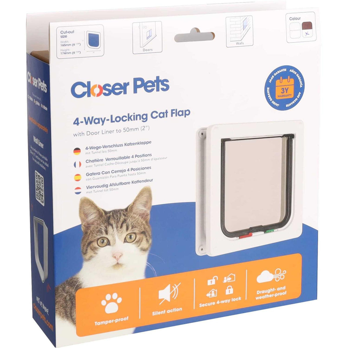 4 Way Locking Cat Flap with Door Liner E135107