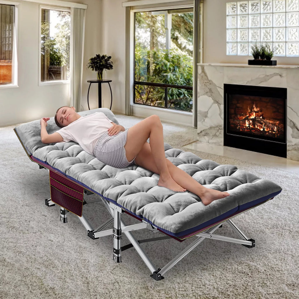 75'' Portable Folding Camping Cot with Mattress and Carry Bag T372