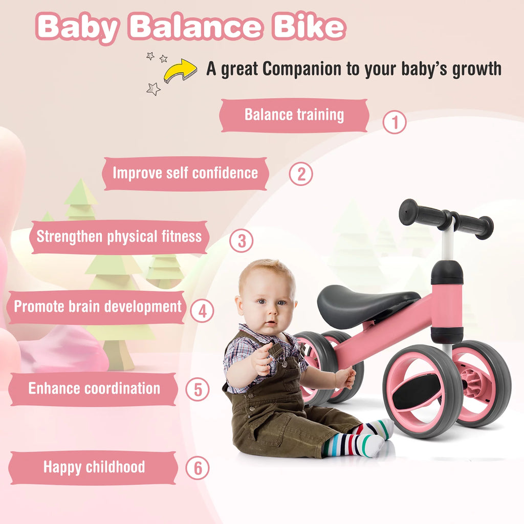 Pink 4 Wheels Baby Balance Bike S5197