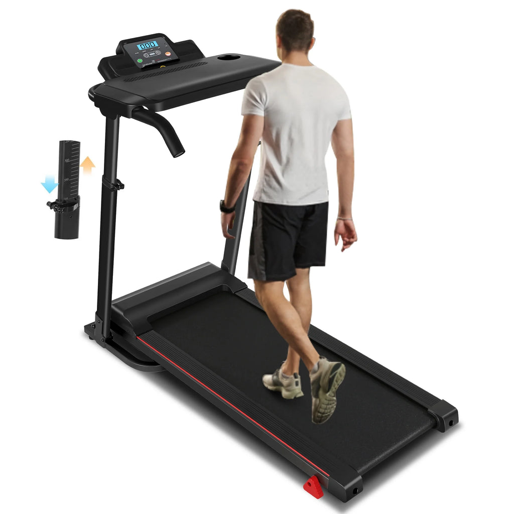 Folding Treadmill with Removable Tabletop and Incline, 2.5 HP, Black Y866219