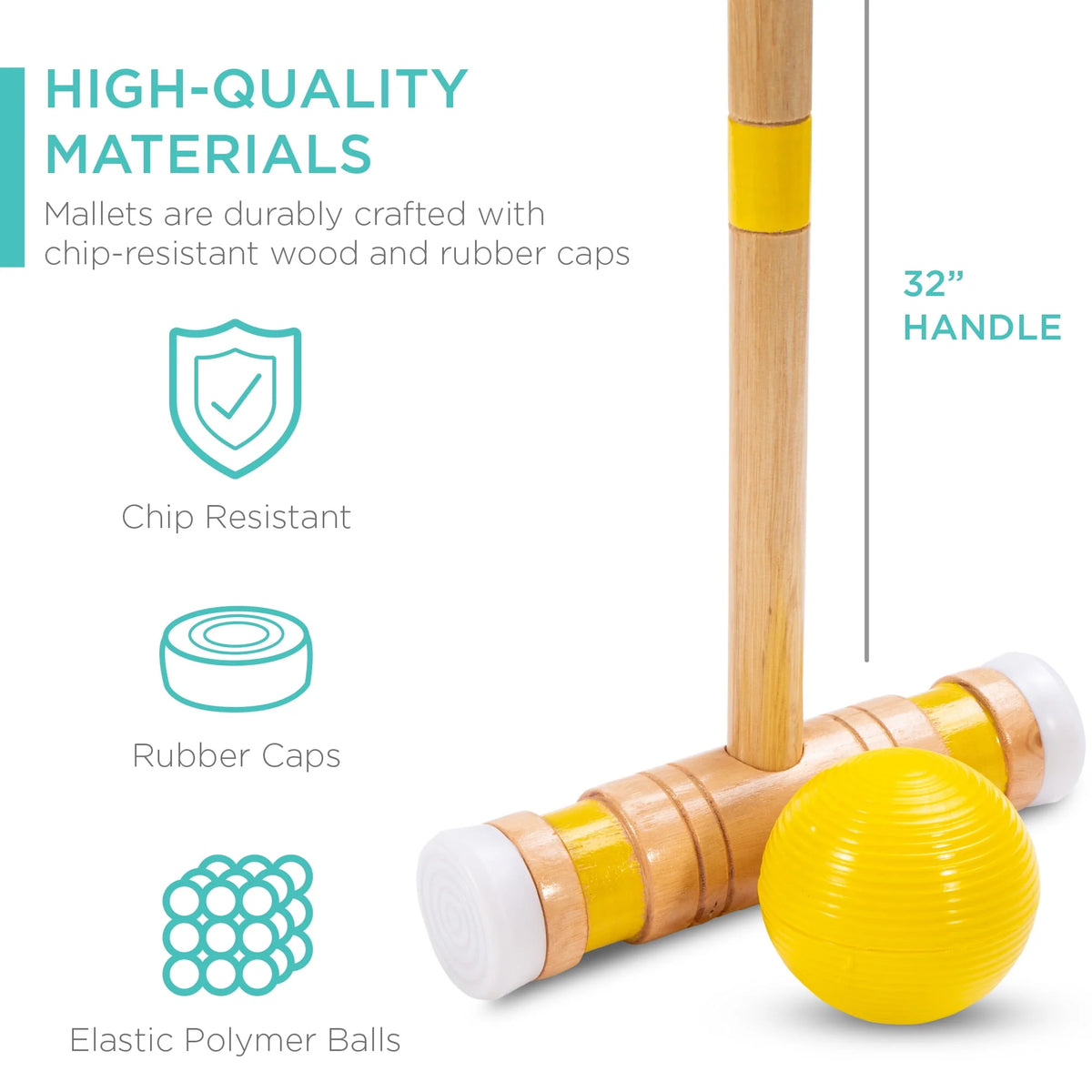 6-Player 32in Wood Croquet Set with Carrying Bag K8209