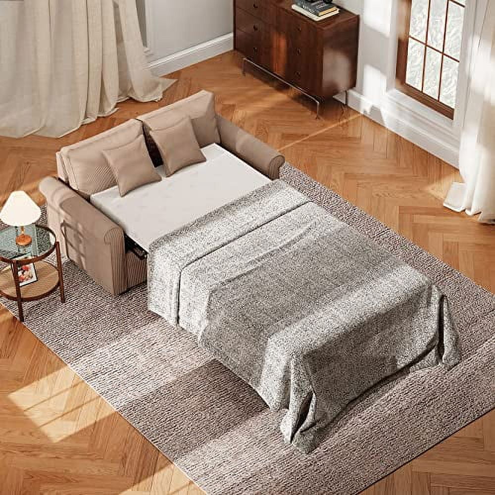 Brown Corduroy 2 in 1 Sleeper Sofa P5794