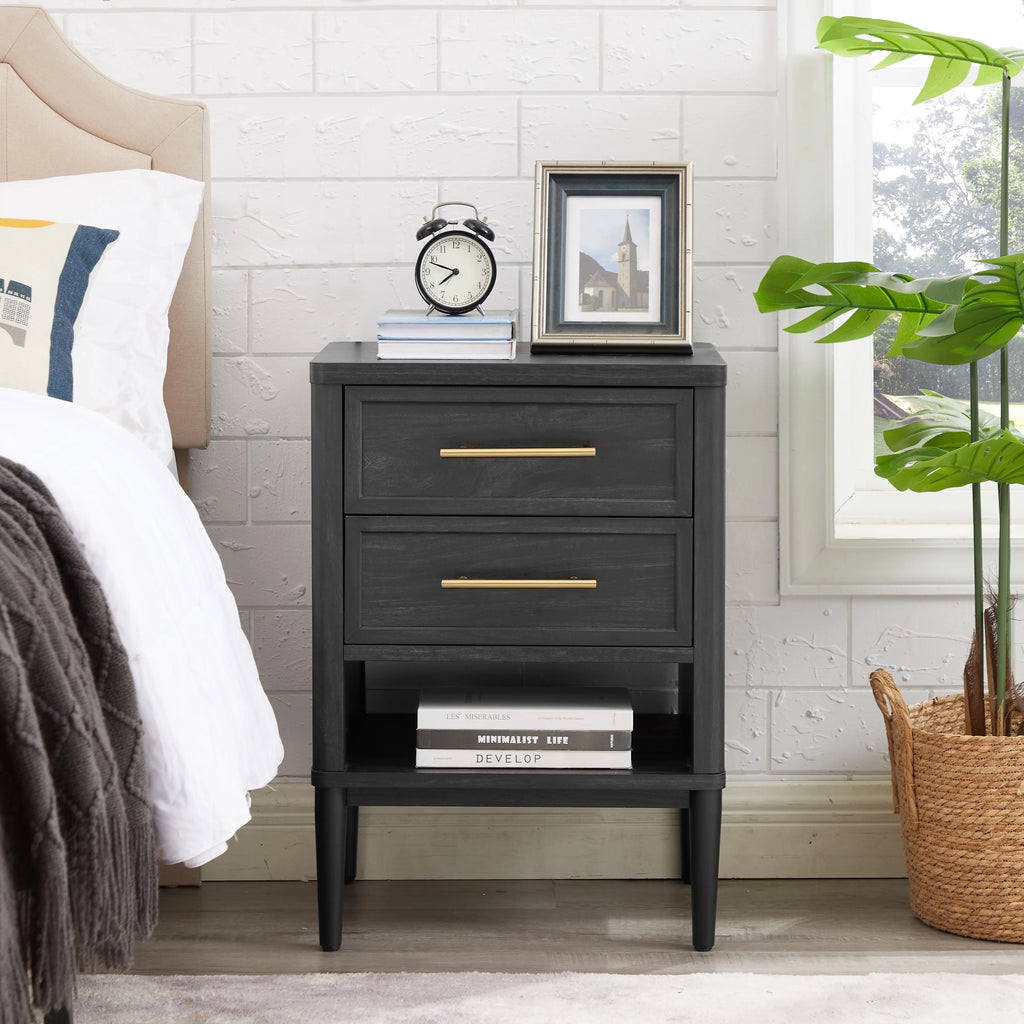 2 Drawer Charcoal Finish Nightstand K4990
