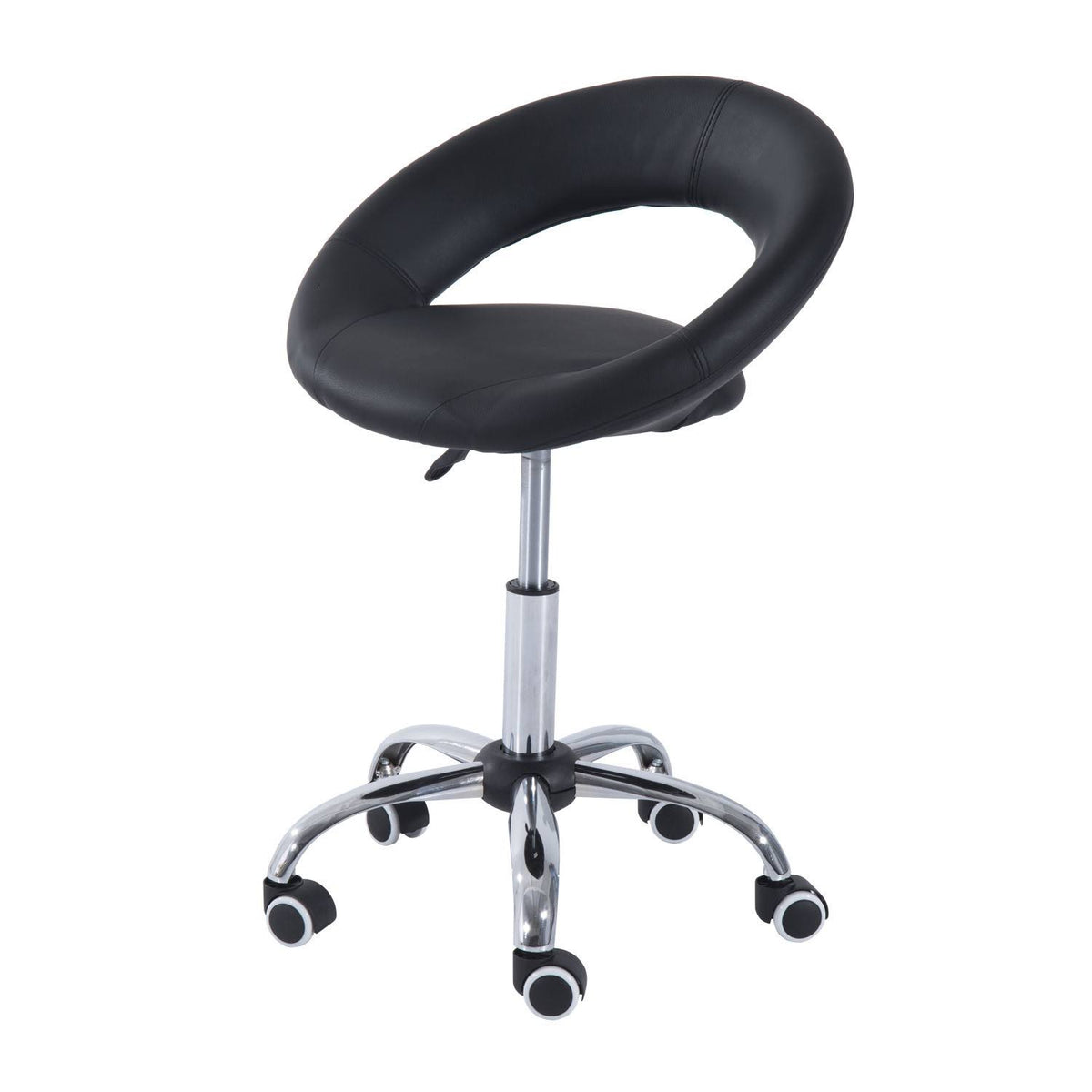 Black Adjustable Rolling Salon Stool G96154