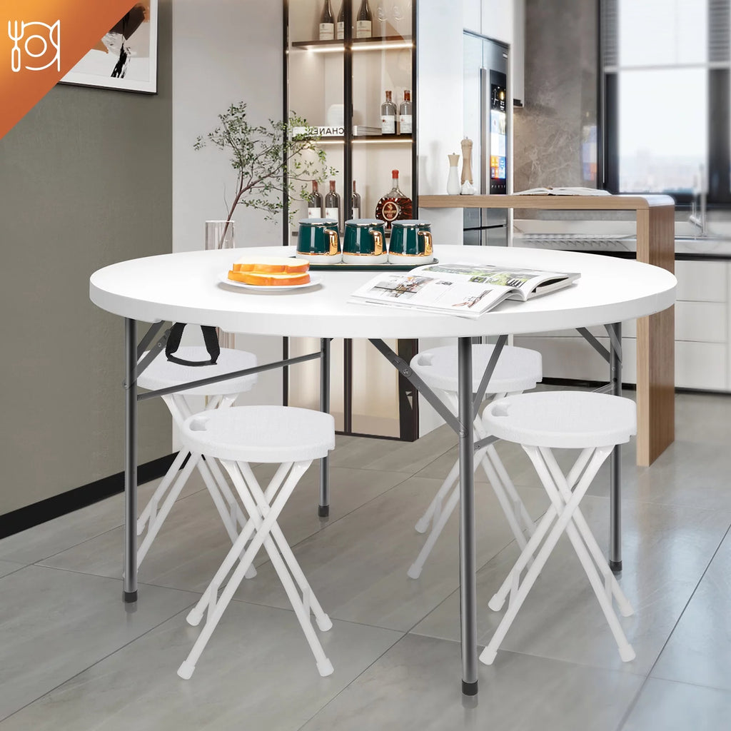 48 Round White Granite Bi-Folding Portable Plastic Table O2018