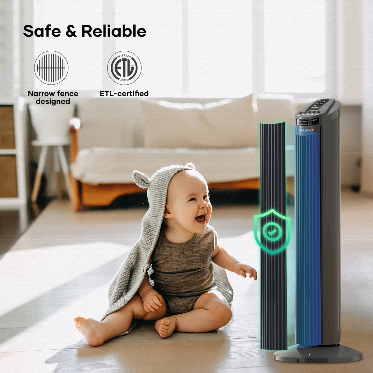 30 Tower Fan 120° Oscillating 60dB Quiet with Remote Control 3 Speeds 3 Wind Modes Timer Dark Gray A114