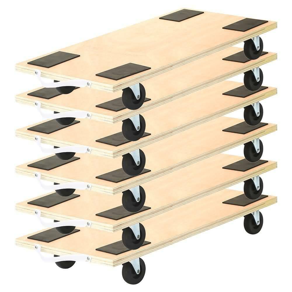 6 Pack 23 x 12 Rectangle Wood Platform Dolly Cart 450-lb Load Rating A871