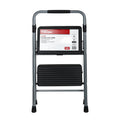 Gray & Black 2-Step Steel Foldable Step Stool P24739