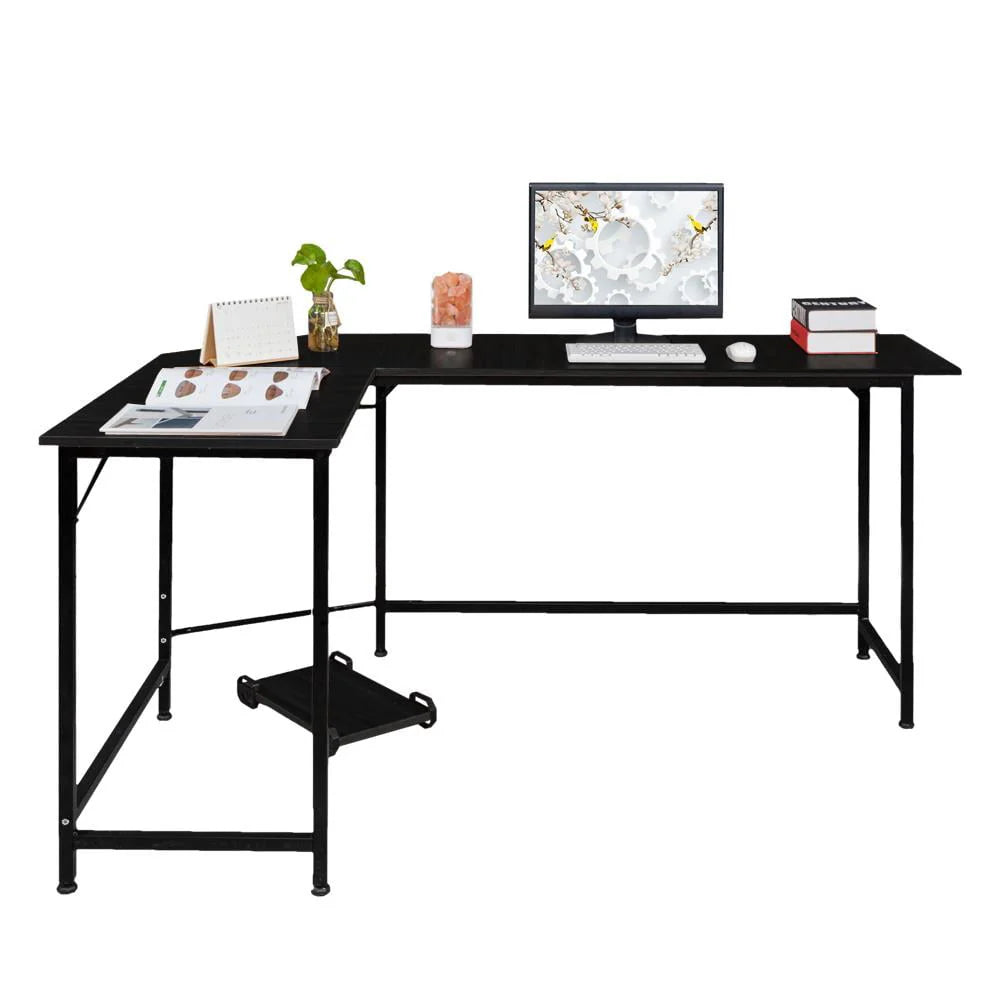 Black L-Shaped Computer Desk I48312