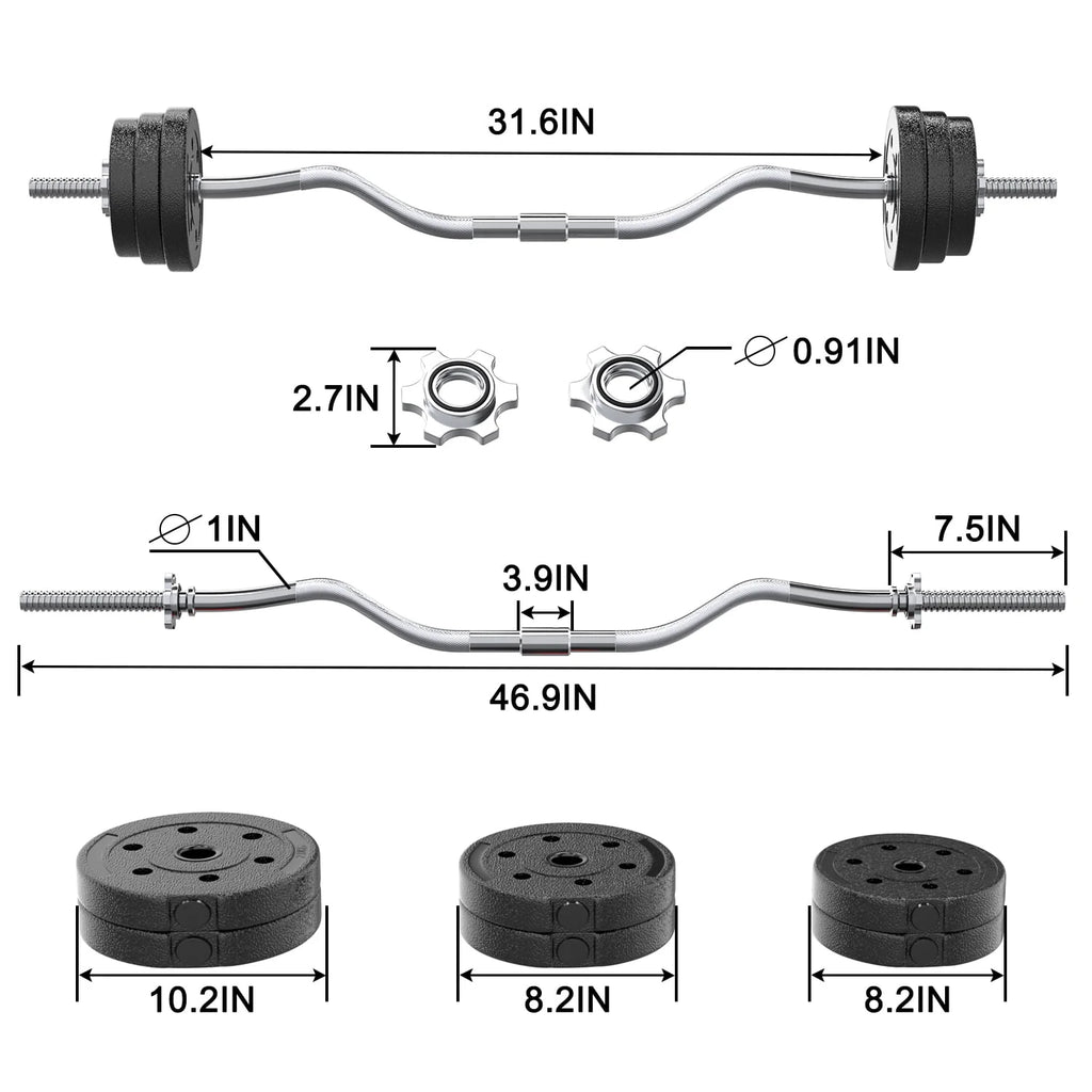 2 in 1 Adjustable Dumbbell Set with Connecting Rod Black S69665