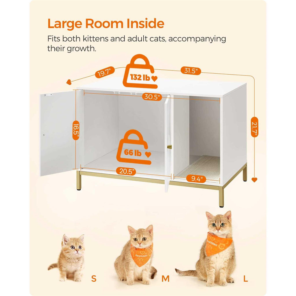 Modern Cat Litter Box Enclosure with Scratching Mat X257