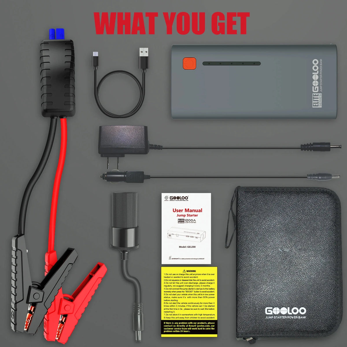 1200A Peak Portable 12V Lithium Battery Jump Starter Y6008