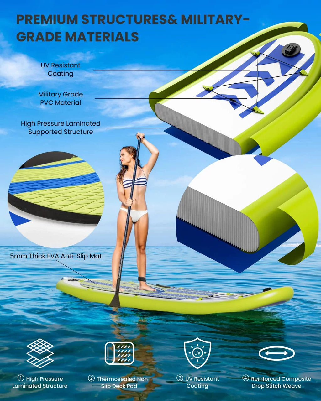 11' Inflatable Stand Up Paddle Board with Carrying Bag Q453339