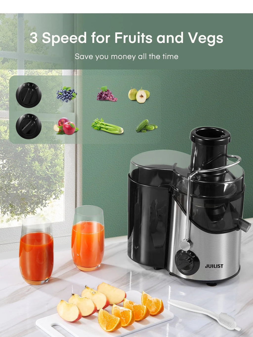 Black Juicer Machine with 3 Feed Chute S9337