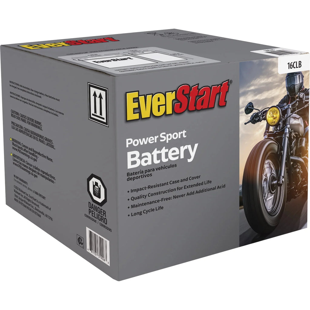 Lead Acid PowerSport Battery Group Size 16CLB 12 Volts 240 CCA L917