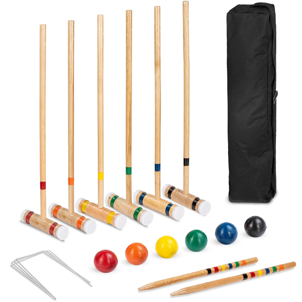 6-Player 32in Wood Croquet Set with Carrying Bag K8209
