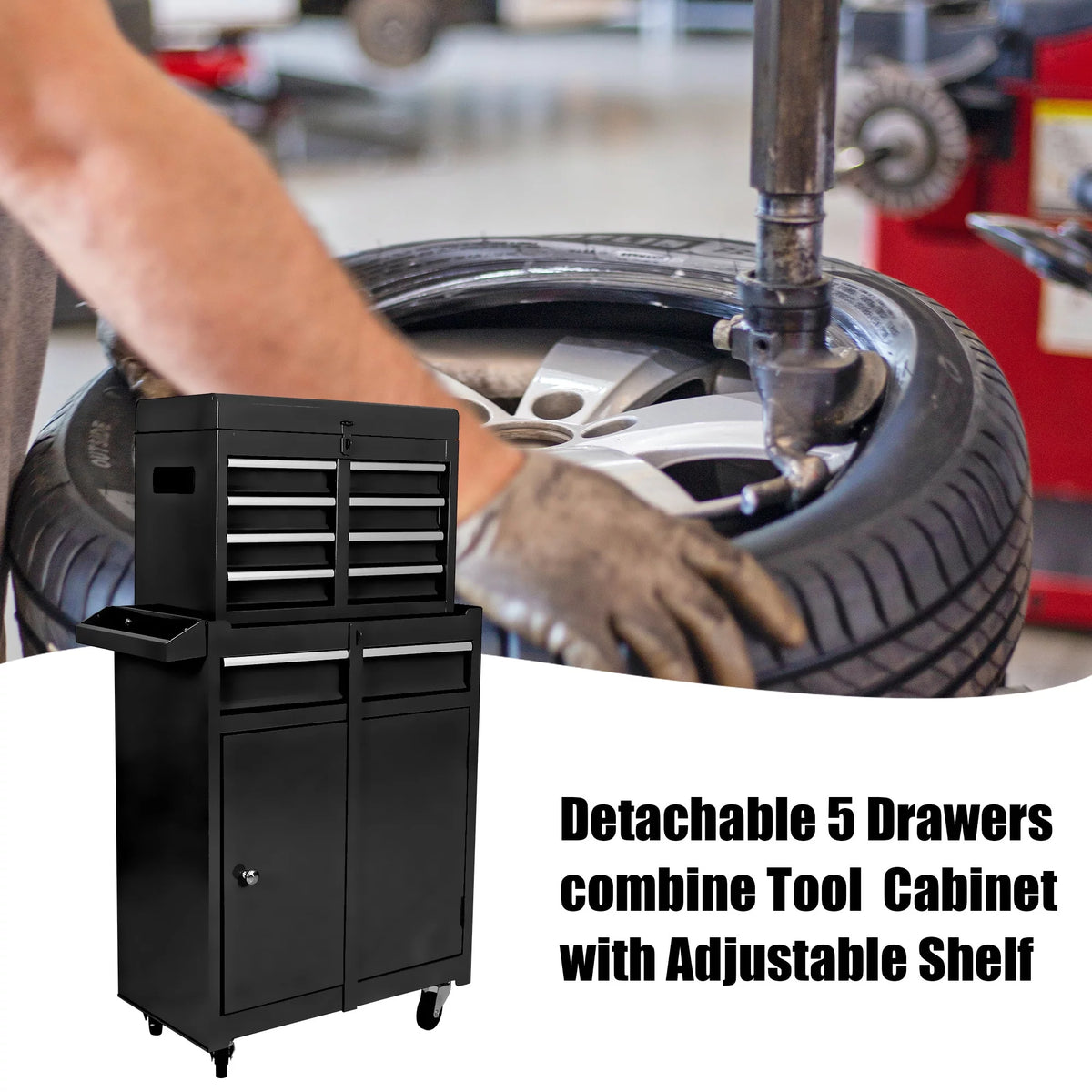 Black 5 Drawer Rolling Tool Chest with Locking System Z6243