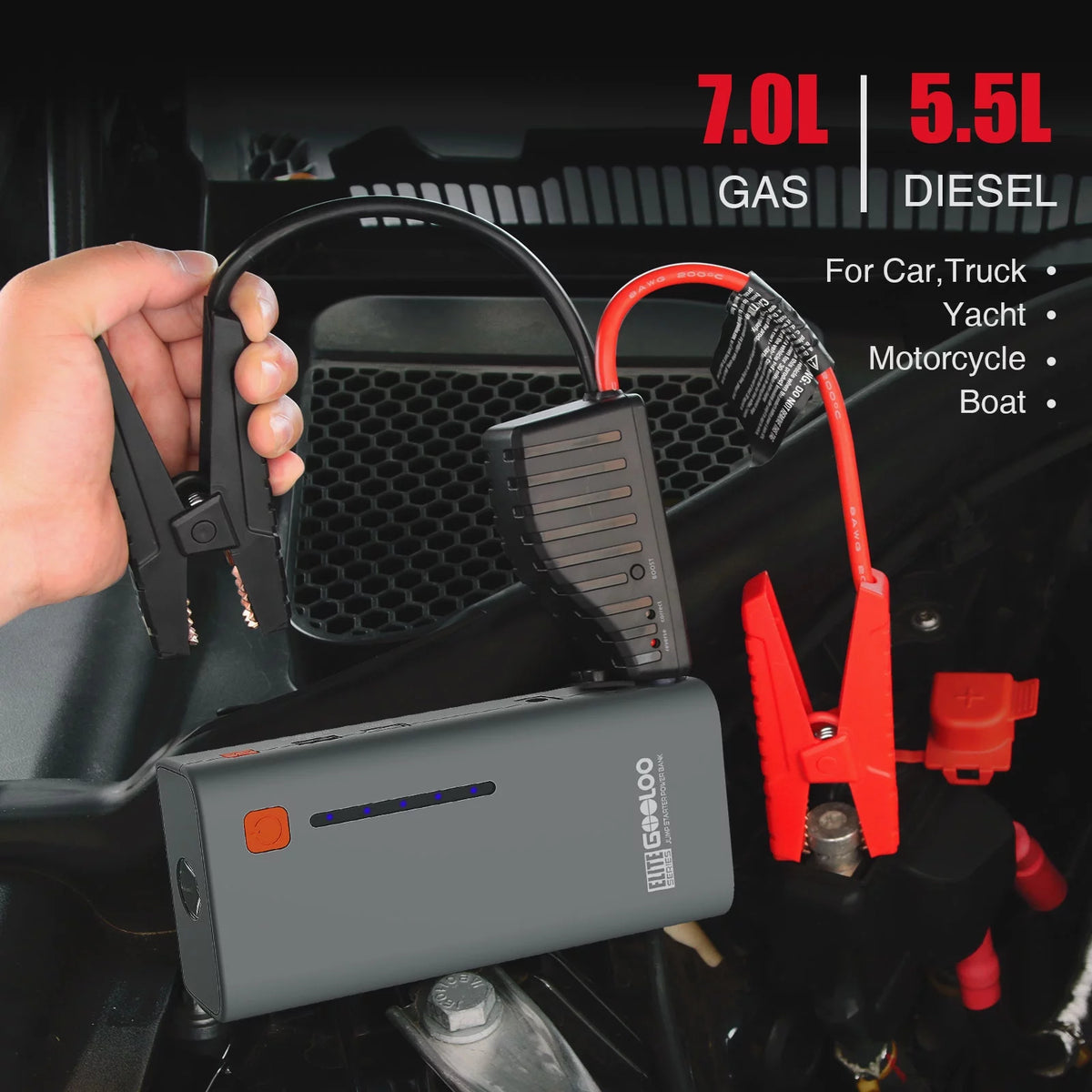 1200A Peak Portable 12V Lithium Battery Jump Starter Y6008